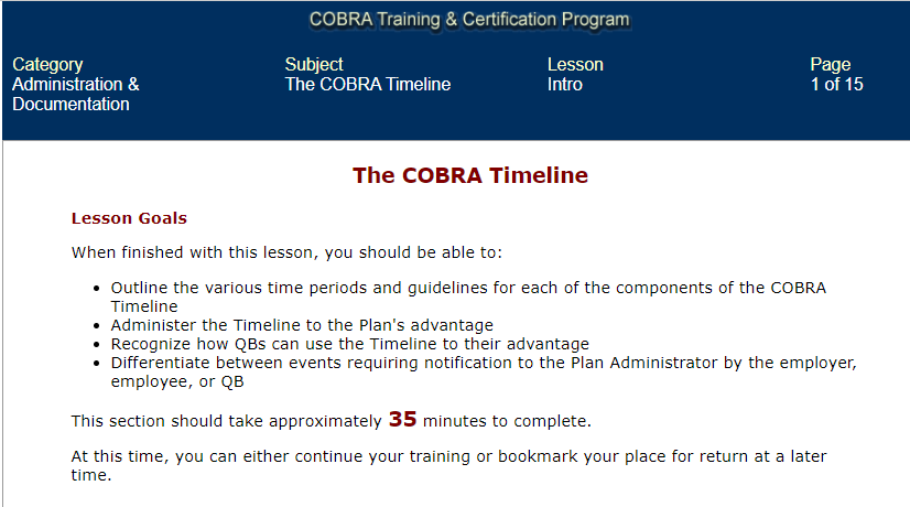 COBRA training