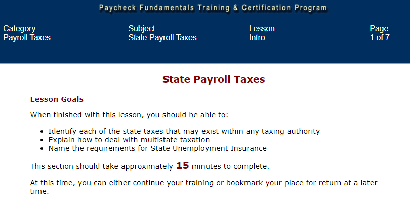 Payroll training